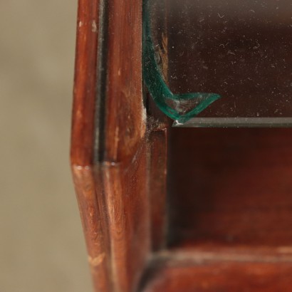 Dressing Table Mahogany Veneer, Brass, Glass Italy 1950s Mobili Cantù