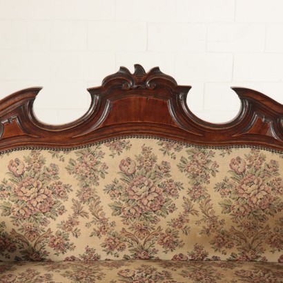 Sofa Carved Wood and Fabric Italy 19th Century