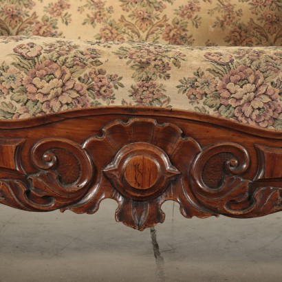 Sofa Carved Wood and Fabric Italy 19th Century