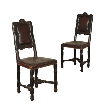 Paire de Chaises Baroque Noyer Italie Fin '600 Début '700