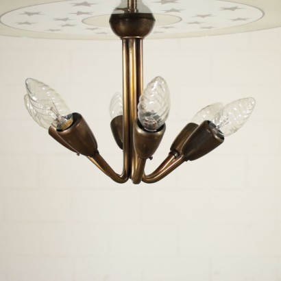 Chandelier, Brass and Glass 1950s-1960s Italian Prodution