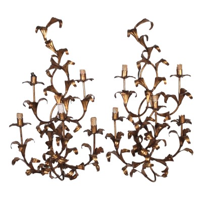 Pair of Appliques Gilded Iron Italy 2oth Century