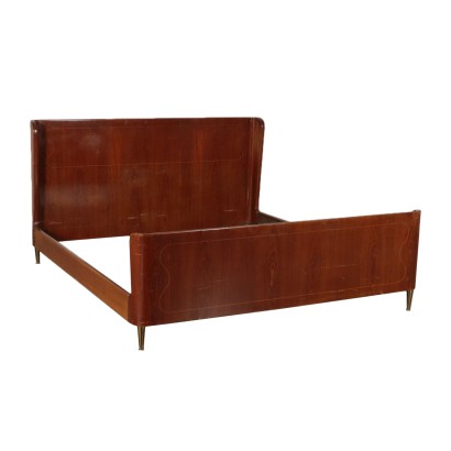 Bed Mahogany Veneer Italy 1950s Italian Prodution