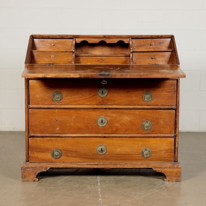 3 Drawers Drop-Leaf Secretaire, Solid Walnut Italy 18th Century