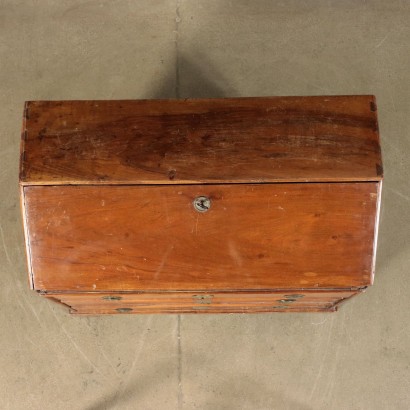 3 Drawers Drop-Leaf Secretaire, Solid Walnut Italy 18th Century