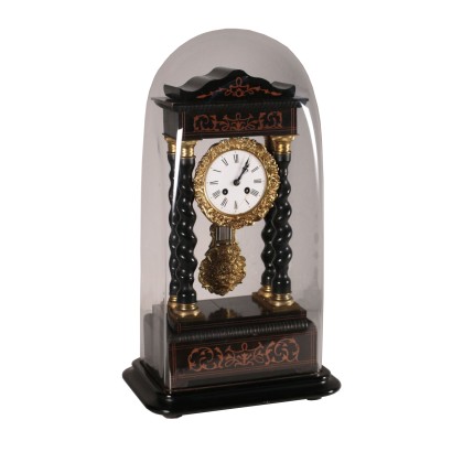 Temple Clock with Shrine, Ebony and Gilded Bronze France 19th Century