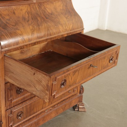 Commode Scriban Placage de Noyer Ronce de Noyer Italie '800