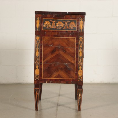 Neoclassical Bedside Table Various Wood Essences, Marbel Italy 19th Ce