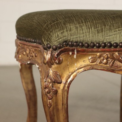 Élégante Paire de Tabourets Louis XV Bois doré Italie '700