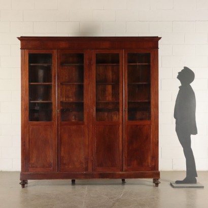 4 Door Bookcase, Walnut Italy 19th Century