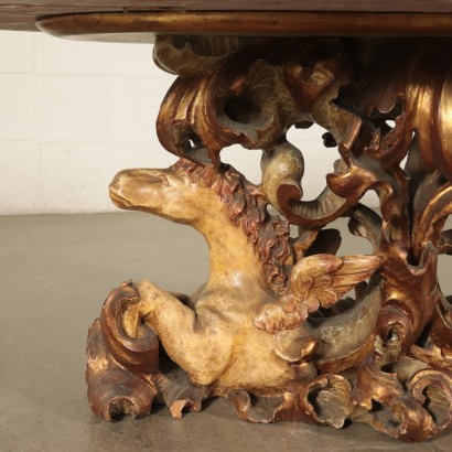 Living Room Table, Lacquerd Wood and Marble Italy 20th Century