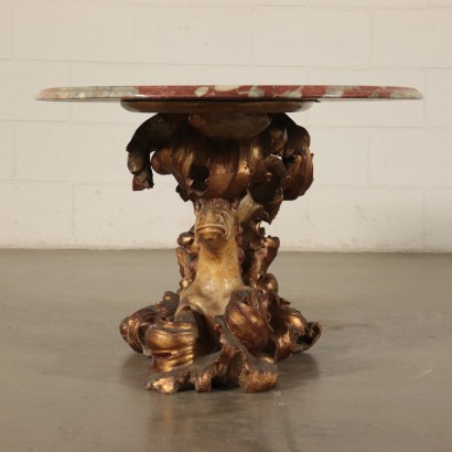 Petite Table Bois laqué Marbre Italie Première moitié '900