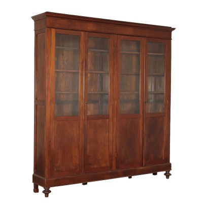 4 Door Bookcase, Walnut Italy 19th Century