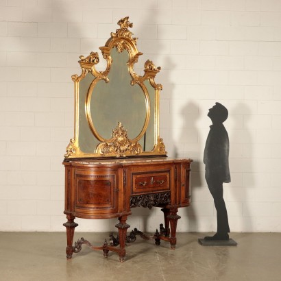 Cupboard with Mirror, Walnut Italy 20th Century