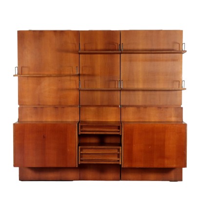 Bookcase, Mahogany Veneer and Metal Italy 1960s Italian Prodution