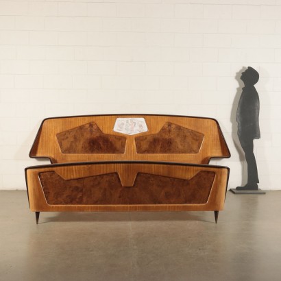 Bed, Ceramic, Mahogany Veneer and Burl Italy 1950s-1960s