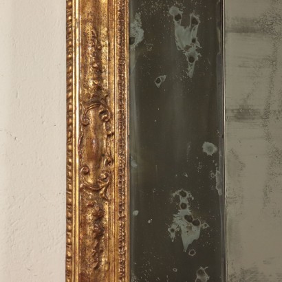 Wall Mirror with Carvings, Gilded Wood Italy 19th Century