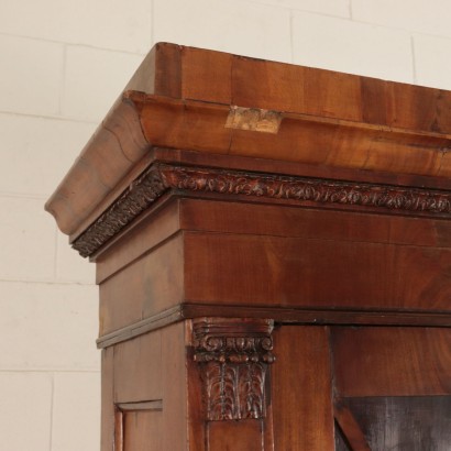 Biedermeier Showcase-Bookcase, Ebony Mahogany Italy 19th Century