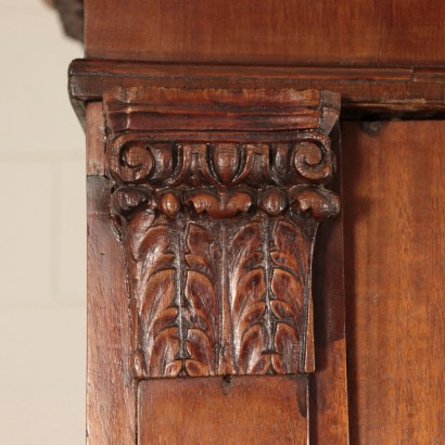 Biedermeier Showcase-Bookcase, Ebony Mahogany Italy 19th Century