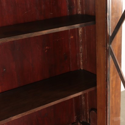 Biedermeier Showcase-Bookcase, Ebony Mahogany Italy 19th Century