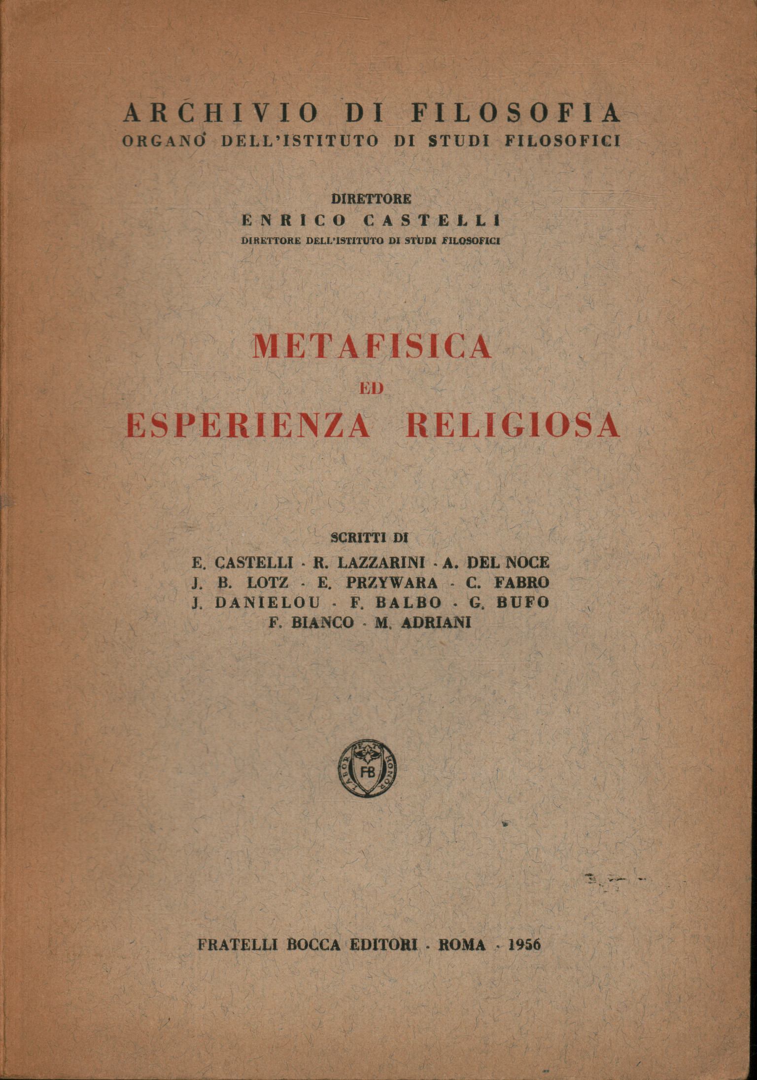 Métaphysique et expérience religieuse, AA. VV.
