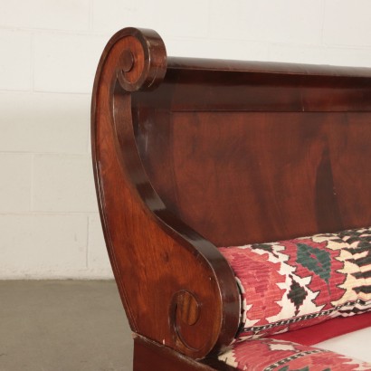 Queen Size Bed, Mahogany Veneer Italy 20th Century