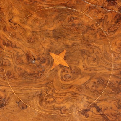 Octagonal Small Table, Walnut Burl Veneer, 19th Century