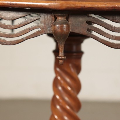 Octagonal Small Table, Walnut Burl Veneer, 19th Century