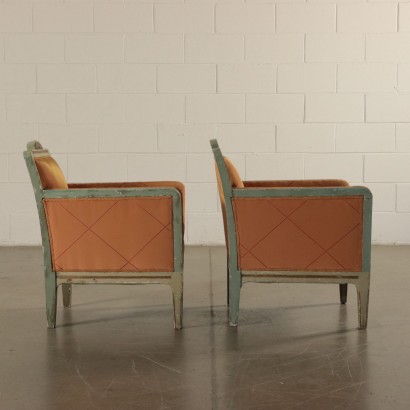 Matching Armchairs, Lacquered Wood, Italy 1950s