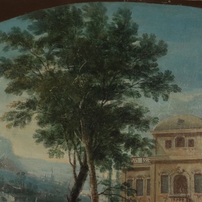 Landscape with Architecture and Figure, Oil on Canvas 18th Century