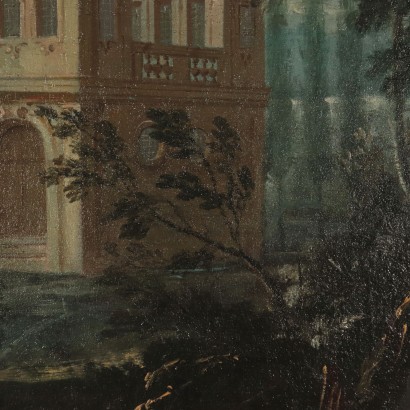 Landscape with Architecture and Figure, Oil on Canvas 18th Century