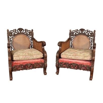 antiquités, fauteuil, fauteuils anciens, fauteuil ancien, fauteuil italien ancien, fauteuil ancien, fauteuil néoclassique, fauteuil 19ème siècle, Paire de fauteuils de style