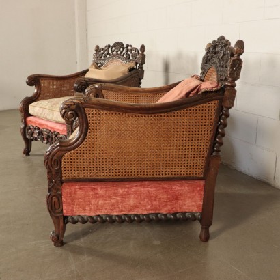 antiquités, fauteuil, fauteuils anciens, fauteuil ancien, fauteuil italien ancien, fauteuil ancien, fauteuil néoclassique, fauteuil 19ème siècle, Paire de fauteuils de style