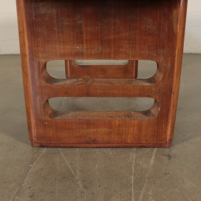 Table Walnut and Burl Veneers and Opaline Glass Italy 1940s