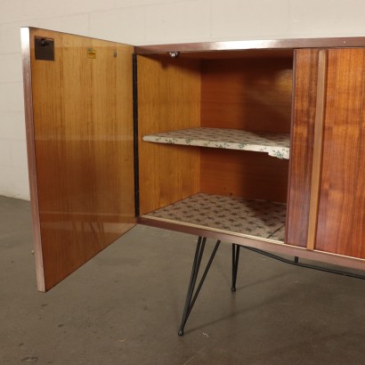 Buffet Ash and Mahogany Veneer, Metal, Polyester Italy 1960s