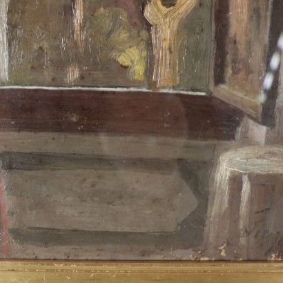 Partial View of Angelo Fiessi, Oil on Plywood, 20th Century