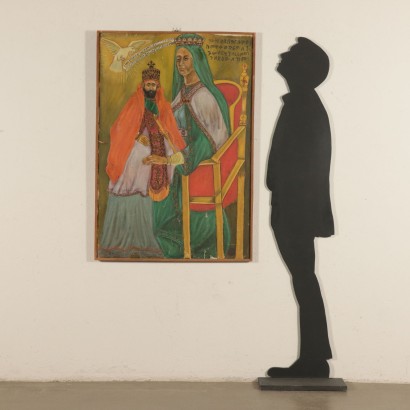 art, art italien, peinture italienne du XXe siècle, Hailè Selassie béni par la Madonn