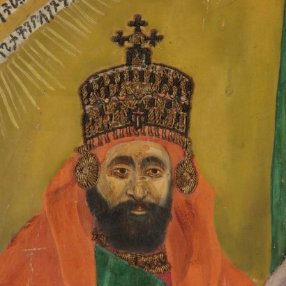 art, art italien, peinture italienne du XXe siècle, Hailè Selassie béni par la Madonn