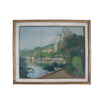 Landscape by Carlo Prada, Glimpse of the lake., Carlo Prada