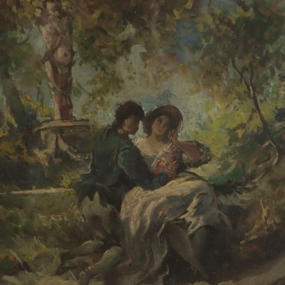 arte, arte italiano, pintura italiana del siglo XX, Escena romántica 1925