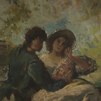 arte, arte italiana, pittura novecento italiana,Scena romantica 1925