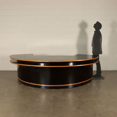 Reception Desk, Solid Veneered and Stained wood, Italy 1940s