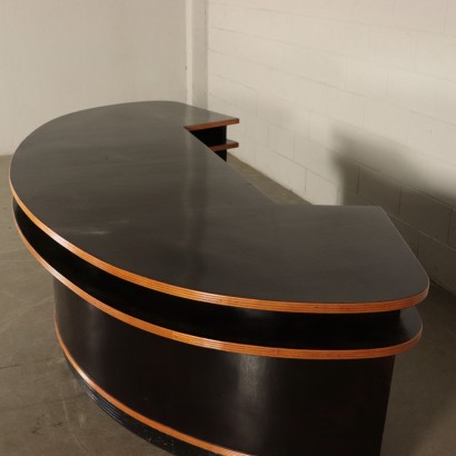 Reception Desk, Solid Veneered and Stained wood, Italy 1940s