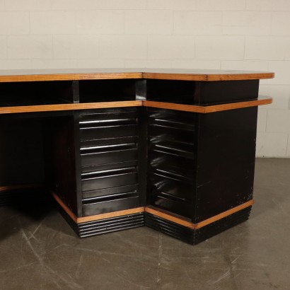 Reception Desk, Solid Veneered and Stained wood, Italy 1940s