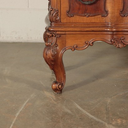 Dresser with Mirror, Walnut Burl and Marble, Italy 20th Century