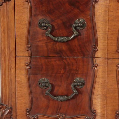 Dresser with Mirror, Walnut Burl and Marble, Italy 20th Century