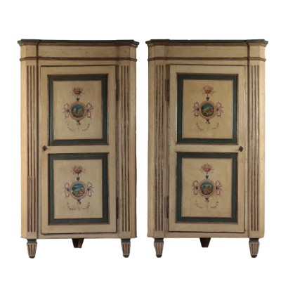 Pair of Corner Cabinets Poplar Piacenza Italy 18th Century