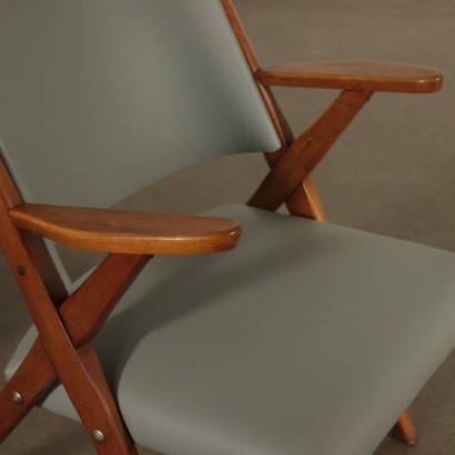 Armchairs, Beech Foam and Leatherette, Italy 1950s Italian Prodution