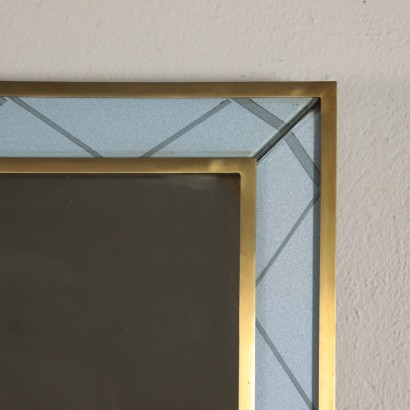 Miroir Mural Verre rétro traité Laiton Italie Années 40-50