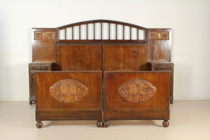 Bottega del 900, complete furnishings, room 900, neo-renaissance room, room destination Italy, Walnut room, bedroom, double bed, closet, Dresser, pair of nightstands, bed, bedside tables, bedroom of 900, room 900